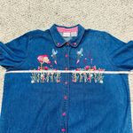 Vintage Floral Heart Valentines Day Denim Y2K Short Sleeve Top Size 18/20 Blue Photo 5