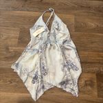 Silence + Noise NWT  UO Satin Halter Botanical Print Asymmetrical Tank XS Y2K Photo 2