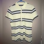 Tommy Hilfiger  Yellow and Blue Striped Polo Shirt woman’s size Large preppy Photo 1