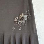 Y2K Standard USA Black Flared Skirt 2XL Beaded Floral Embellished Midi ruffled Size XL Photo 2