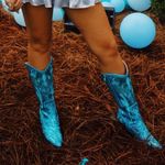turquoise cowgirl boots Blue Size 7 Photo 0