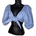 MINKPINK Milkmaid Embroidered Cottagecore Floral Smocked Crop Top‎ Photo 0