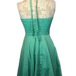 Sara U.S.A Vintage Retro Pin Up Halter Dress Green and white polkdot size large Photo 6