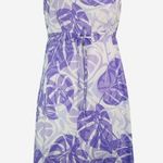 Puanani Dress Women Size M Purple Floating Monstera Empire Tie Front Hawaiian Size M Photo 0