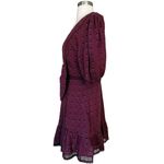 Love Shack Fancy  Lena Dress Short Puff Sleeves Burgundy Floral Bow V-Neck Medium Photo 2