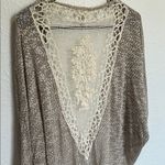 Wallflower Cream Knit Cardigan Kimono Sweater Size XL Tan Photo 4