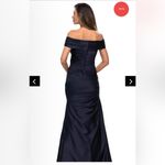 NWT  Dresses Nwot La Femme Off The Shoulder Satin Evening Gown  14 Navy Photo 1