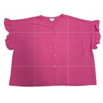ODDY Plus Pink Blouse Size 2xl 3xl Ruffle Sleeve Button Up Oversized Preppy Rave Photo 3