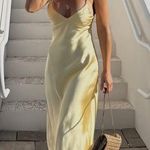 ZARA  maxi dress flowy butter yellow satin effect wedding evening party holiday  Photo 7