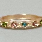 Gold Pink Blue Green Round Gemstone Diamond Band Ring Jewelry Size 7 💖 Photo 1