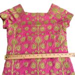 Womens Floral Embroidered Pink Green Shift Dress Size 2 Square Neck Folk Ethnic Photo 14