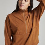 Richer Poorer Terry Half Zip Pullover in Woodgrain Tan Brown Women's Size Small Photo 0
