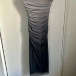 ZARA Strapless Gray to Black Ombre Formal Special Occasion Ruched Maxi Dress Photo 11