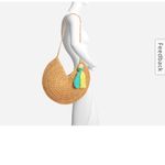 Crown Vintage Fortune Cookie Raffia Woven Boho Bohemian Tote Bag NWT Tan Photo 6