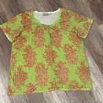 Quacker Factory  Rhinestones Button Front Short Sleeve‎ Cardigan Green Orange 1X Photo 1