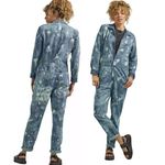 Lee NEW Women's Denim Splatter Union-Alls Coverall Great Fog Sz Large Zip Front Photo 1