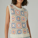 Lucky Brand ✨ Crochet Geo Sweater Sz Medium Tank✨ Photo 0
