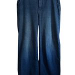 PILCRO | Dark Blue Wide Leg Trouser Jeans with Button Details | Size 28 Photo 0