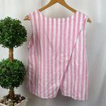 Beach Lunch Lounge Linen Blend Pink & White Striped Sleeveless Tank Top L Photo 2