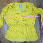 DOLAN Yellow boho blouse with flared sleeves, V neckline, and belted waist XL Photo 5