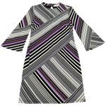 Trina Turk  Merry Striped Shift Dress Retro Mod GoGo 60s‎ Disco 3/4 Sleeve Size S Photo 2