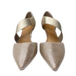 Corso Como "Denise" Gold Shimmer Leather/Textile Stretch Strap Pointed Toe Heels Photo 2