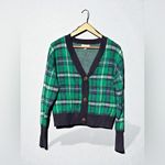 Marled Plaid Green and Navy Women's Sweater cardigan In Size M Size M Photo 1