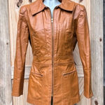 Vintage 70s Animal Crackers Camel Tan Genuine Leather Boho Hippy Jacket~M~ Photo 0