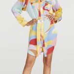 GABRIELLE UNION Button Up Tie Waisted Shirt Dress in Multi Party Size XXL Photo 2
