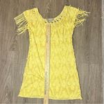 Vintage Havana Y2K Bright Yellow Fringe Women's Top Dress Size S Beach Festivalā Photo 4