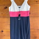 BCBGMAXAZRIA NWT  Cream Pink & Navy Blue A-Line Dress Colorblocked Cocktail Sz 8 Photo 1