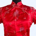 Red floral silk vintage traditional Chinese Qipao dress Size Large Photo 1