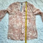 Chico's NWT Flounce Front Paisley Top Blouse 0P US S Peach Floral Feminine Boho Photo 9