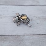 Vintage 1995 Silver/Gold Tone Pewter Angel Playing Horn Brooch / Pin Photo 2