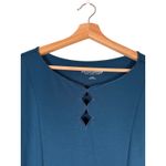 Soft Surroundings  Teal Blue Scallop‎ Sleeve Keyhole Neck Maxi Dress Size Large Photo 3