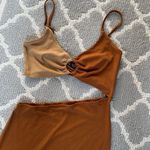 SheIn Brown Color Block Cut Out O Ring Mini Dress Photo 3