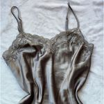 Victoria's Secret Vintage 1990’s Victoria’s Secret grey silver satin lace mini Slip Dress Photo 2