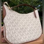 Michael Kors Kelsey White Brown Logo Hobo Bag NWT – Shoulder & Crossbody Photo 4