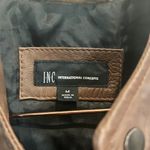 INC  brown leather jacket Size medium. Photo 2