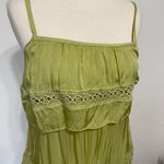 Pura Seta | 100% Silk Green Embroidered Tiered Mini Dress Photo 1