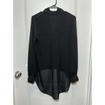 Love Stitch Black Sheer High Low Blouse Small‎ Top Shirt S Long Sleeve Collared Photo 1