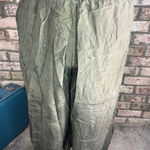 pants 100% silk drab green elastic waist 1980s Size M Photo 0