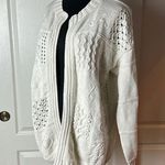 Westbound VINTAGE  WHITE CABLE KNIT PATCHWORK CARDIGAN PREPPY CLASSIC Photo 0
