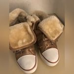 Ash women gold leather and faux fur low top sneakers US 5 .5 Euro 34 Photo 7