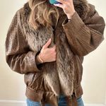 Vintage 1980s Flemington Furs Oversized Leather and Fur Winter Coat Size L Photo 5