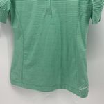Nike  Dry fit 1/2 zip Golf Top Green white Stripe ruched sleeve Photo 5
