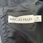 Avec Les Filles  Medium Navy Purple Pin Stripe Sleeveless Crop Tank Top Back Zip Photo 2