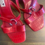 Brighton  Red Terry Croc Embossed Leather Square Toe Sandals 90's Y2K Cherry Photo 2