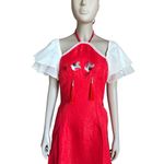 NWT Crazy Teen Red and White High Slit Dress Photo 2