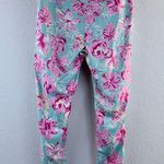 Simply Southern Tropical Floral Pink and Blue Leggings With Pockets Medium Photo 3